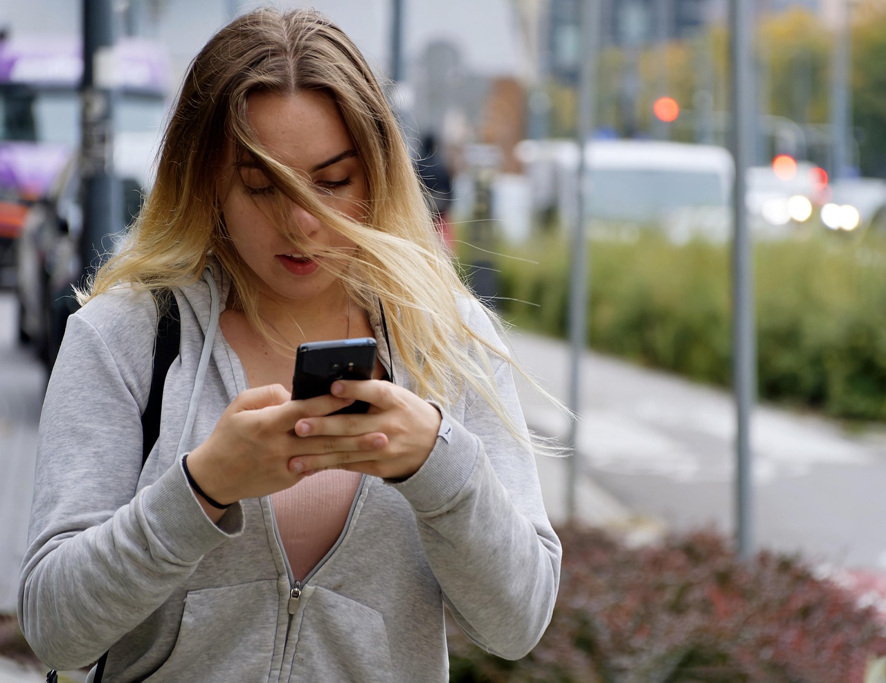 smartphone, woman, outdoors, connection, female