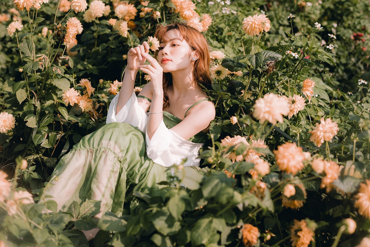 asian woman, garden, outdoors, woman, nature, portrait, young woman, female, model, pose, beautiful flowers, posing, fashion, flower wallpaper, vietnam, flower background, vietnamese woman, vietnamese, flowers
